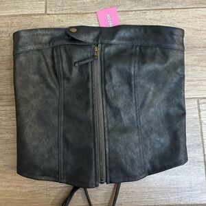NWT Edikted Black Faux Leather Top
